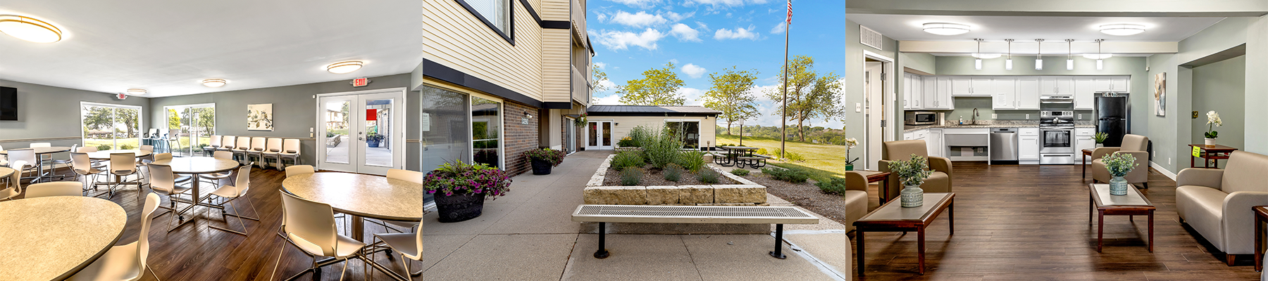 Community Spaces at Hillcrest Community spaces at Hillcrest Apartments in Dubuque, IA with comfortable seating and space for resident activities — part of our affordable housing community amenities.
